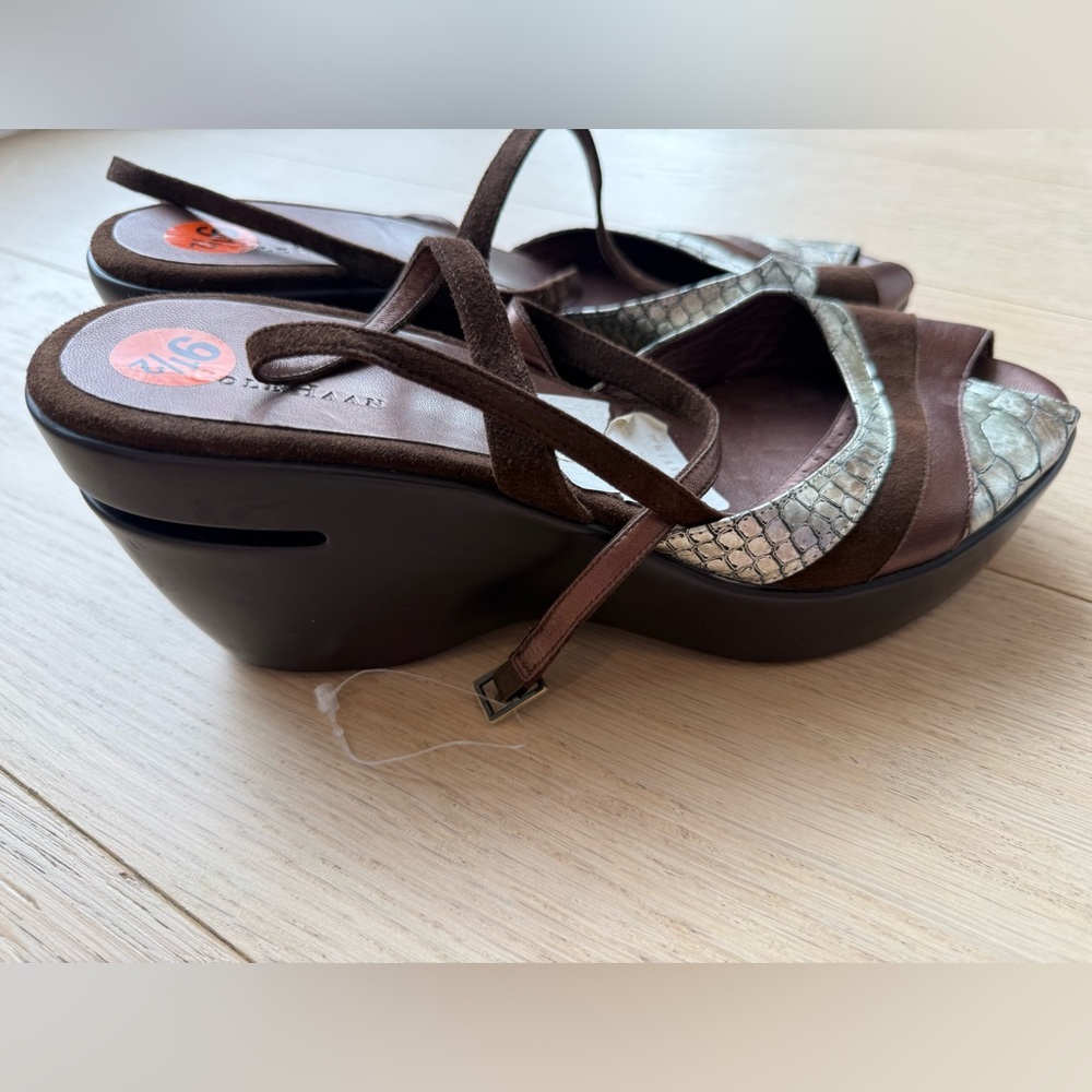 Cole Haan x Nike Air Wedge Sandals 🤎 $160 Retail | Vintage Luxe Leather | 9.5 - Picture 3 of 5